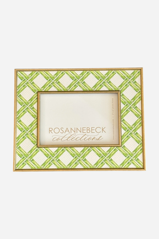 Rosanne Beck Collections, 4x6 Frame, Gold Bamboo Trellis, Grass Green