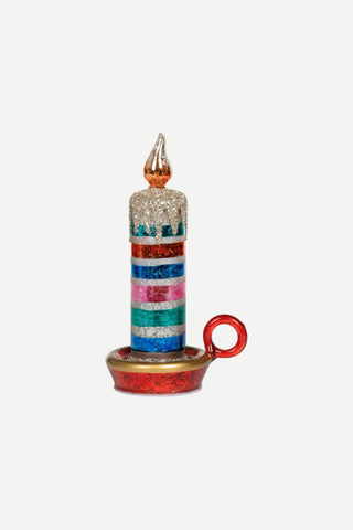 Park Hill Collection Retro Stripe Glass Tabletop Candle, 5"