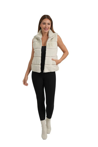 Love Token Vince Faux Fur Vest, Ivory LOVE TOKEN