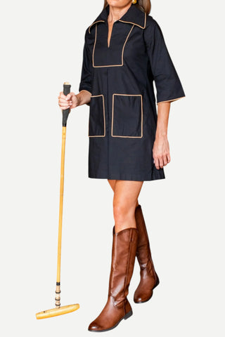 House of MBR Cassidy Short Dress, Black & Camel House of MBR