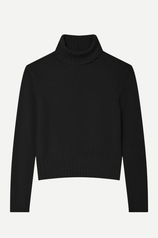 White + Warren Cashmere Featherweight Turtleneck Top, Black White + Warren