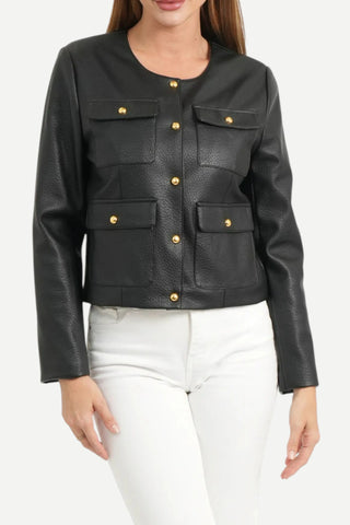 Love Token Julie Leather Jacket, Black LOVE TOKEN