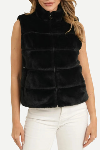 Love Token Vince Faux Fur Vest, Black LOVE TOKEN