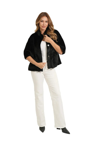 Love Token Faux Fur Caplet, Black LOVE TOKEN