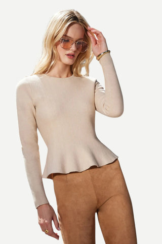 Generation Love Panache Peplum Sweater, Beige Generation Love