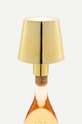Two's Company Led Portable Cordless Gold Lampshade Bottle Lamp w/ Stopper Attachment TWO'S COMPANY