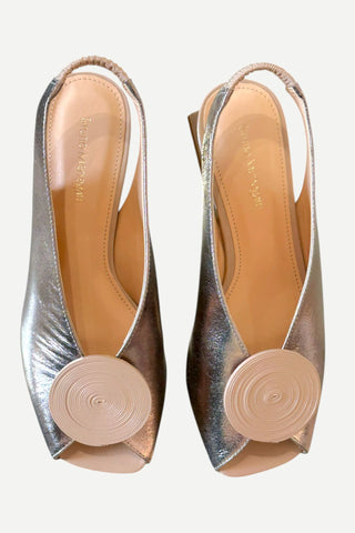 Bruno Menegatti Carah Low Heel, Cristol Pewter Slingback with Modern Nude Cricle Bruno Menegatti