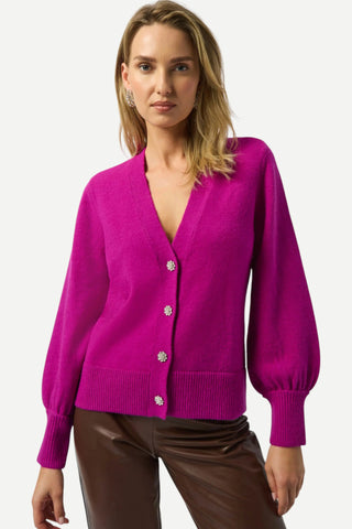 Joseph Ribkoff Sweater Knit Cardigan with Puff Sleeves, Cosmos Joseph Ribkoff