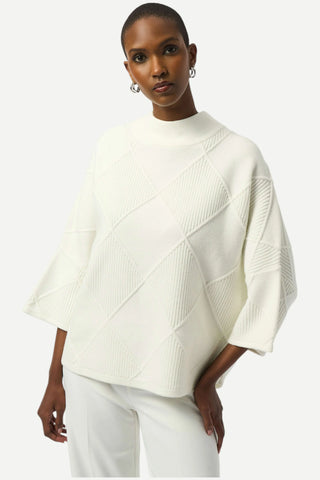 Joseph Ribkoff Textured Sweater Knit Mock Neck Pullover, Winter White Joseph Ribkoff