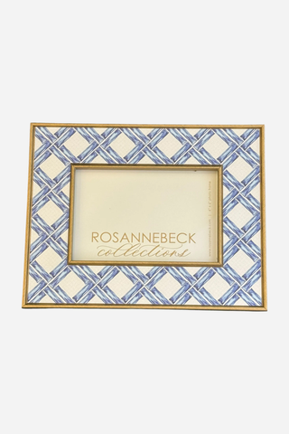 Rosanne Beck Collections, 4x6 Frame, Gold Bamboo Trellis, Royal Blue