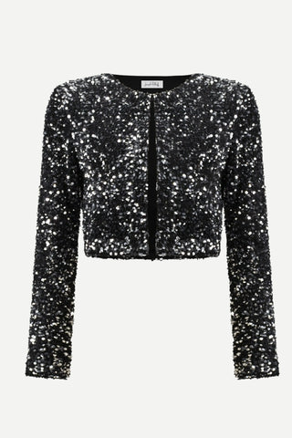 Joseph Ribkoff Sequined Velvet Cropped Cover-Up , Black/Silver Joseph Ribkoff
