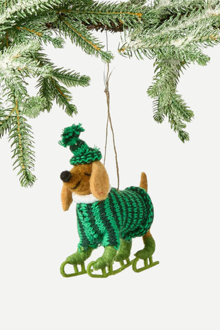 Twos Company, Deck The Paws Dog Christmas Ornament, Green Sweater TWO'S COMPANY