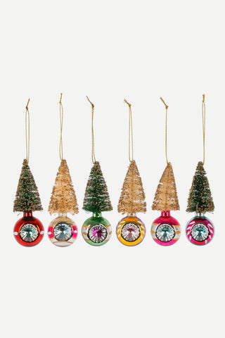 Park Hill Collection Mini Retro Tree Ornament, Box Set of 6
