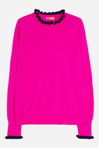 Vilagallo Volantes Ruffle Sweater, Pink Navy Vilagallo