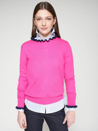 Vilagallo Volantes Ruffle Sweater, Pink Navy Vilagallo