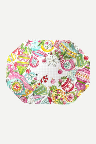 Rosanne Beck Collections, Posh Die Cut Placemat, Hand Painted Vintage Posh Ornaments