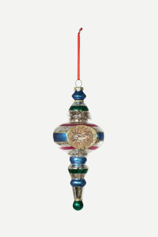 Park Hill Retro Reflector Ball Finial Ornament, Blue Park Hill Collection
