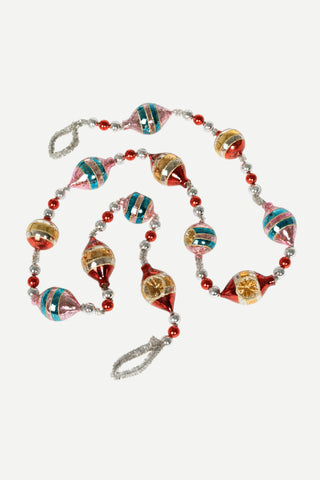 Park Hill Collection Retro Tinsel and Glass Finial Garland, Ornament, 60"