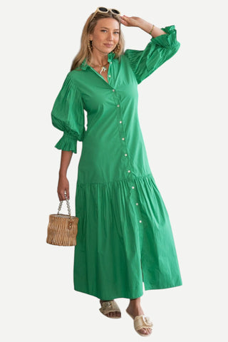 La Vida Riley The Brenda, Pleated Long Sleeve Maxi Dress La Vida Riley