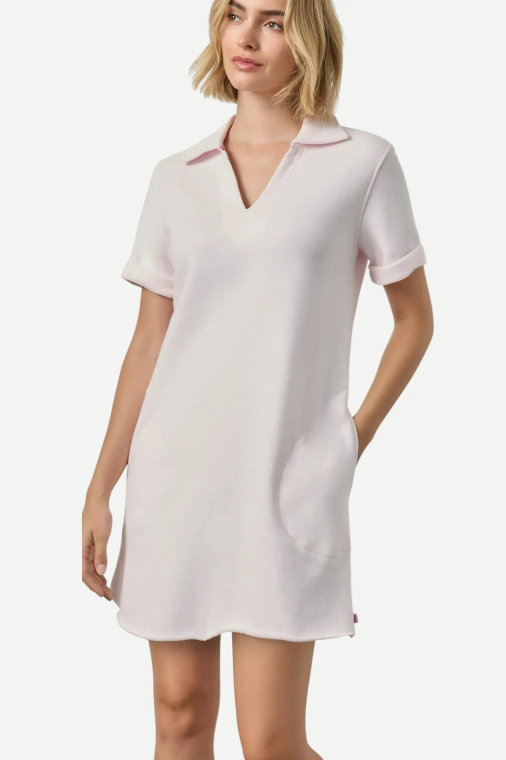 Lilla P Raw Hem Terry Dress, Rosewater - Monkee's of the Village M