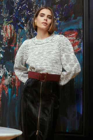 Allison Charlotte Sweater, Ivory/Black Allison