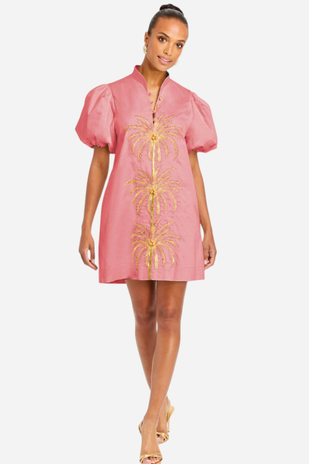 mestiza elliana barong midi dress Elliana Barong Mini Dress XS / Aurora Pink/Gold