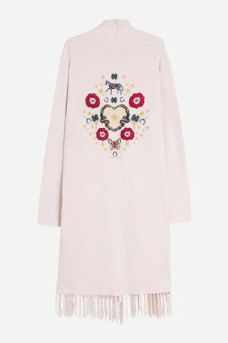 Vilagallo Cardigan with Fringe, Cream Vilagallo