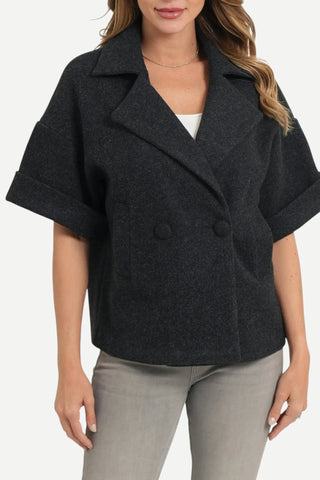 Love Token Grayson Double Breasted Cropped Jacket, Black LOVE TOKEN