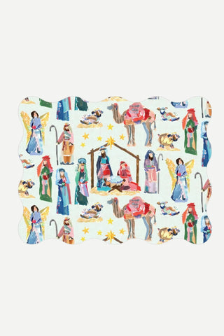 Rosanne Beck Collections, Posh Die Cut Placemat, Nativity Scene Wave Pattern