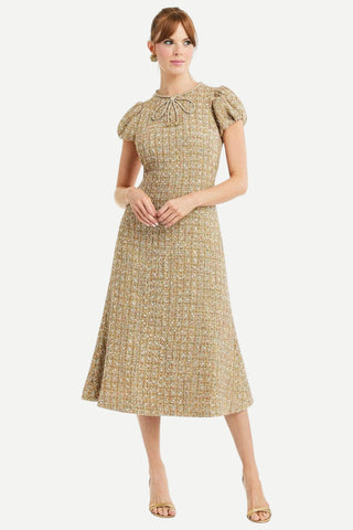 Mestiza Perla Midi Dress, Gold Multi