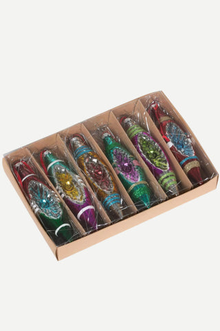 Park Hill Collection Reflector Glass Finial Boxed Ornament Set, Box of 6