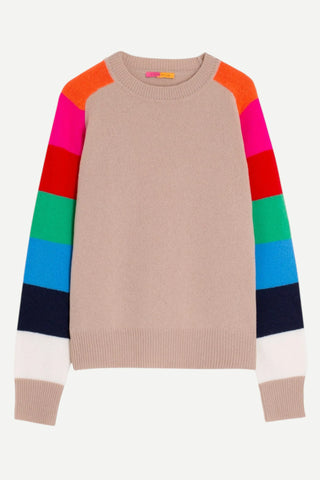 Vilagallo Knitwear Sweater Manga Rayas Striped Multicolor, Beige Vilagallo