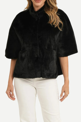 Love Token Faux Fur Caplet, Black LOVE TOKEN