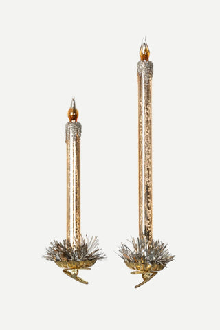 Park Hill Collection Frosted Gold Glass Taper Candle Clip-On Ornament, Set of 2