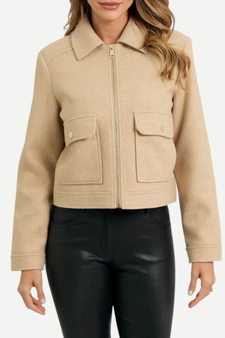 Love Token Zibby Cropped Jacket, Oatmeal LOVE TOKEN