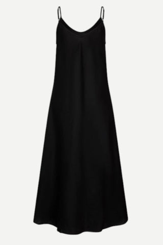 Esqualo Single Long Linen Dress, Black Esqualo
