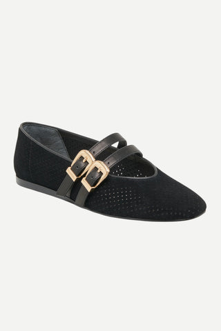 Dolce Vita Baylee Grommet Suede Flat, Black
