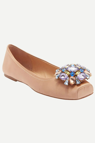 Jeffrey Campbell Ornate Flat, Beige Satin Multi JEFFREY CAMPBELL