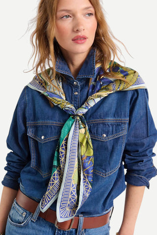 Two's Company Jardin Blue Med Scarf