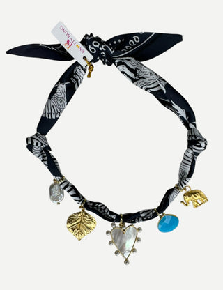 Knotty Bling Black Zebra Safari Twilly Necklace