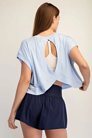 Rae Mode Viscose Modal Open Back Top, Blue Mist Brooks Ave