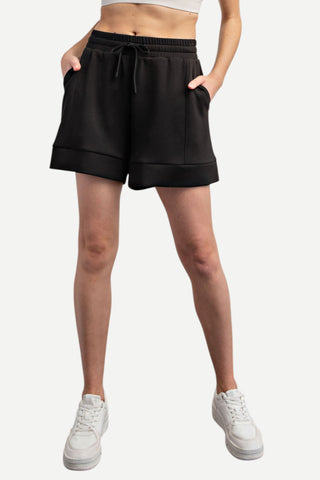 Rae Mode Modal Poly Span Scuba Pleat Casual Short, Black