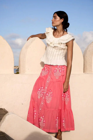 Oliphant Button Front Skirt, Raton Pink Oliphant