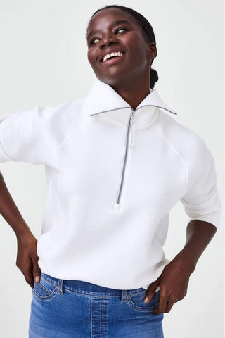 Spanx AirEssentials Half Zip Top, Powder