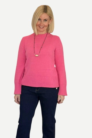 Pissenlit Crewneck Cotton Cashmere Sweater, Rose Pink