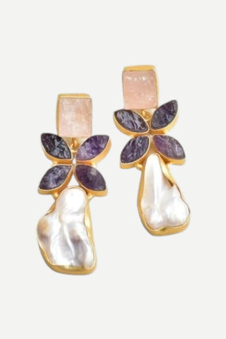 Allie Beads Amanda Gemstone & Pearl Earrings