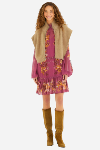 Farm Rio Fuzzy Vest, Caramel