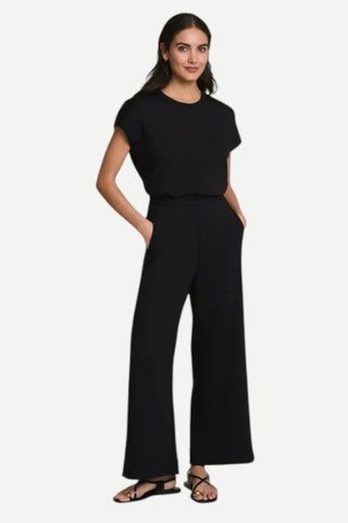 Spanx AirEssentials Cap Sleeved Cinched Jumpsuit, Very Black