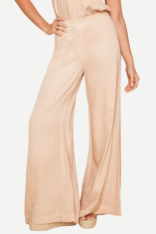 Renuar Satin Look Osmosis Wide Leg Pant, Cameo