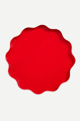 Two's Company Red/Pink Trim Scalloped Tray, Small